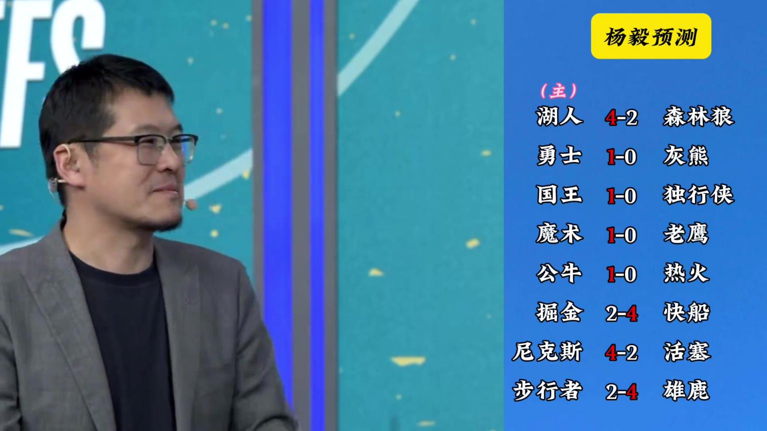 明燈來(lái)了！看看楊毅的季后賽預(yù)測(cè)：湖人4-2狼 快船4-2掘金